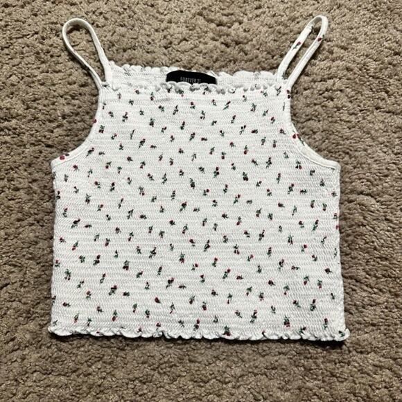 Forever 21 Smocked Rose Print Cropped Tank Top - Picture 2 of 4
